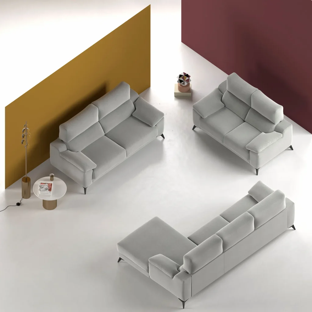 Sofá cómodo con tapizado suave y diseño ergonómico