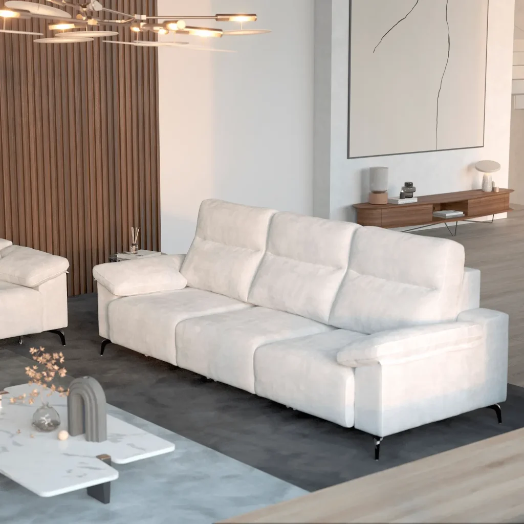 Sofá de piel elegante y duradero para salón moderno